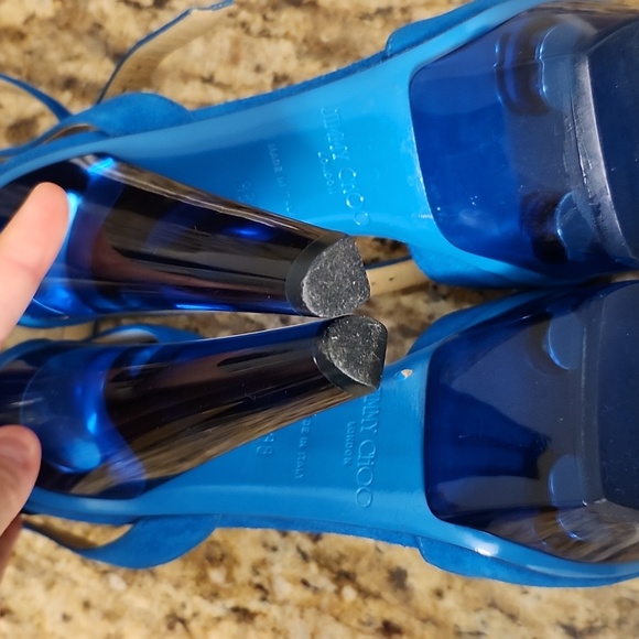 Jimmy Choo Blue Suede Niagara Sue Platform Heels - Picture 12 of 15